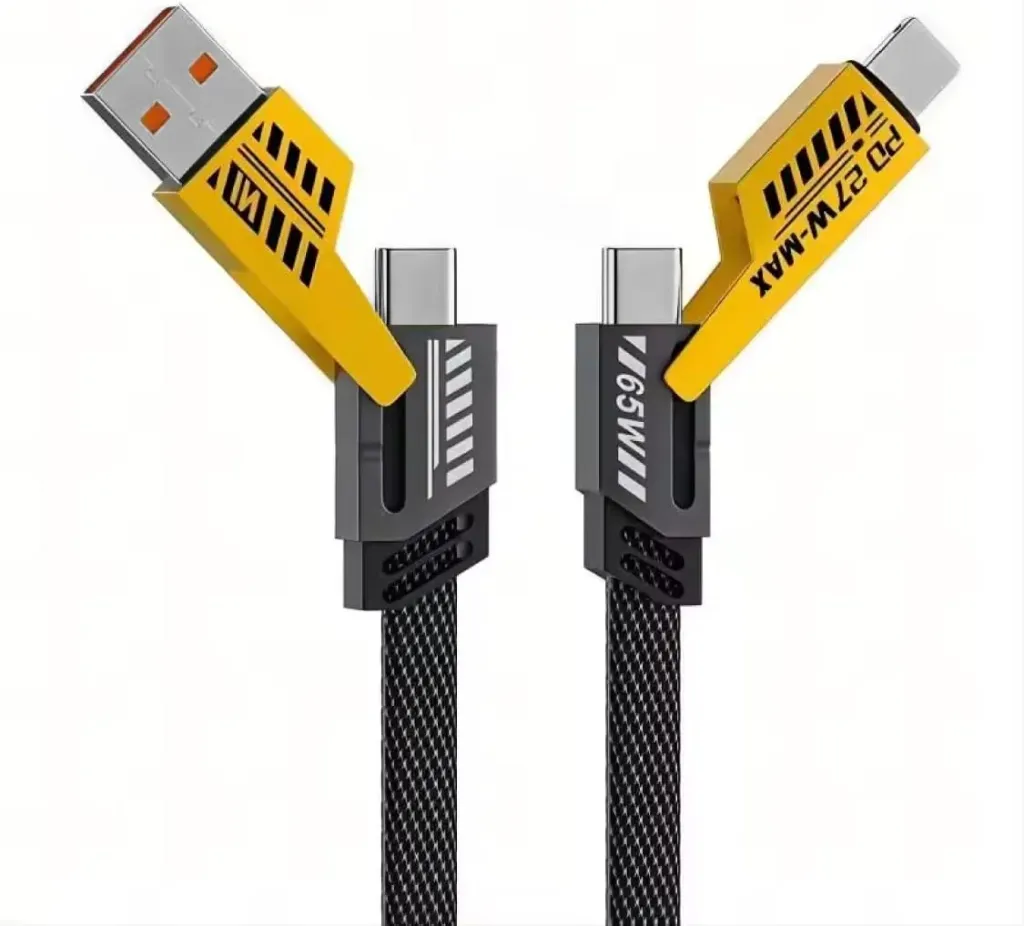 كابل شاحن USB متعدد 15 سم، شحن سريع 65 واط 3 في 1 (Lightning, Type-C & Micro USB)