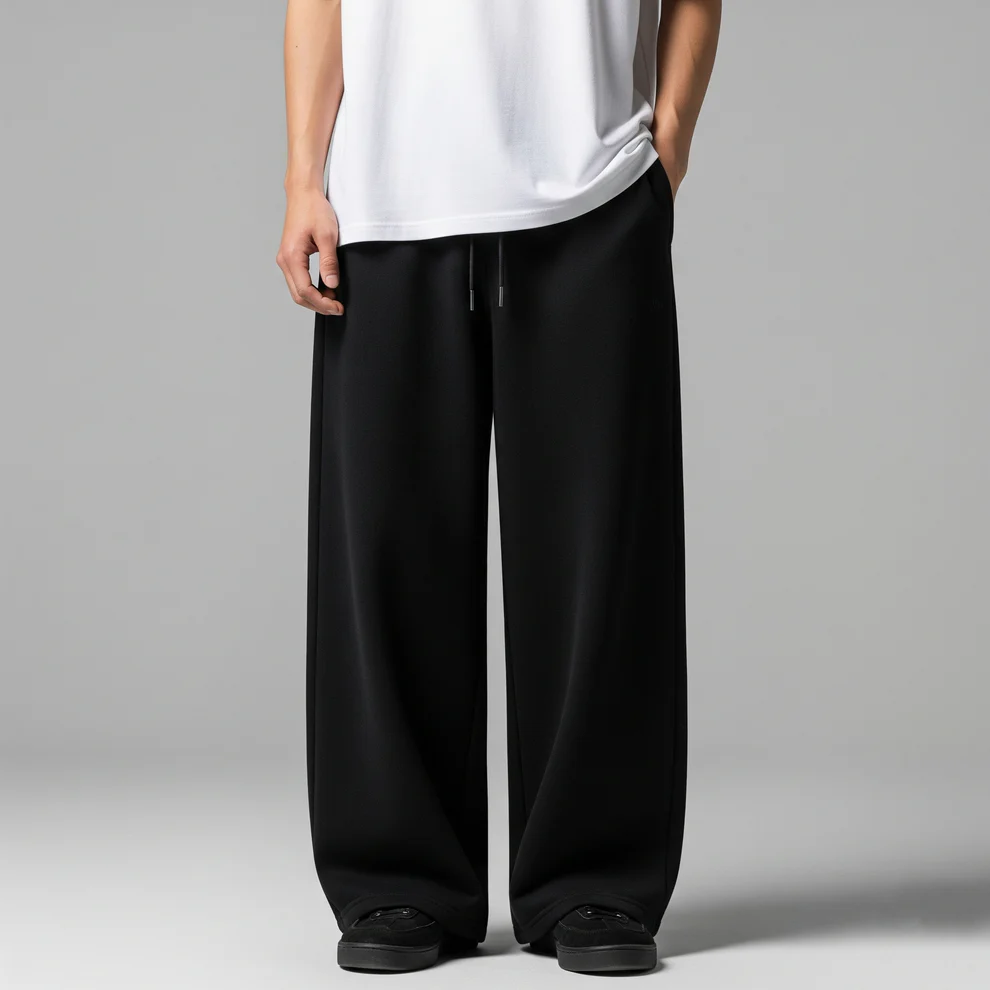 Black Wide-Leg Oversized Unisex Sweatpants