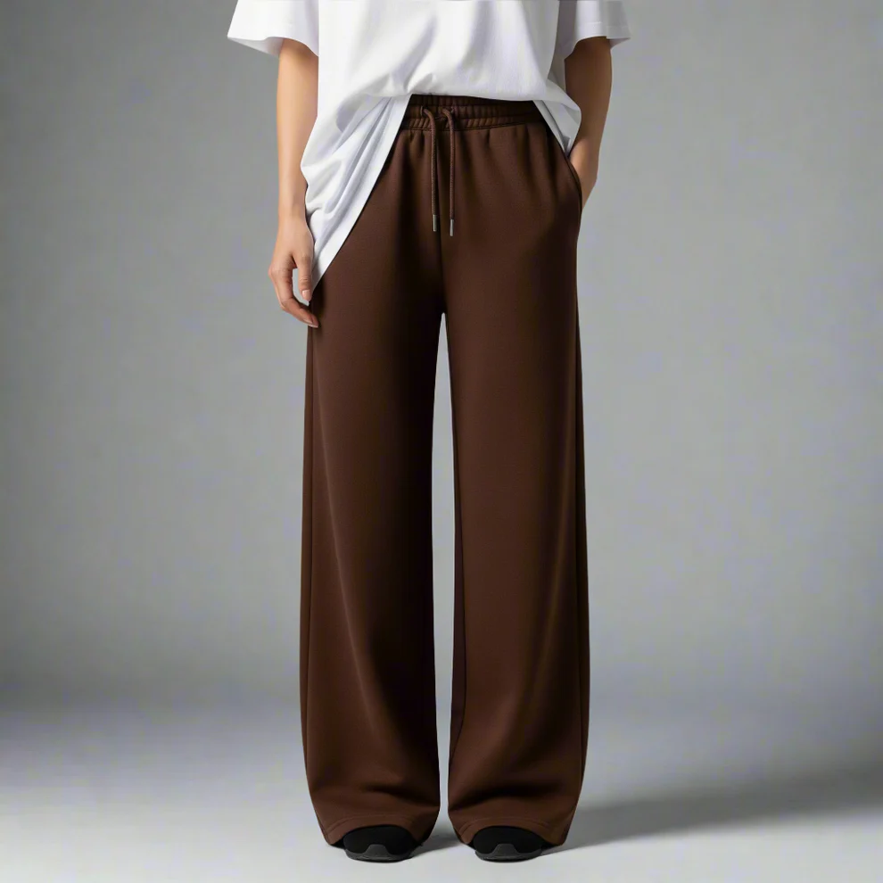 Brown Wide-Leg Oversized Unisex Sweatpants